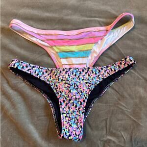 TWO Victoria's Secret Cheeky Scrunched Back Bikini Bottoms SMALL